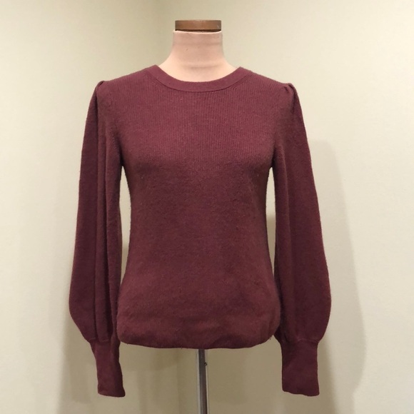 Madewell Baybrook Sweater Size Small Red Lantern Sleeve Pullover - Picture 2 of 11